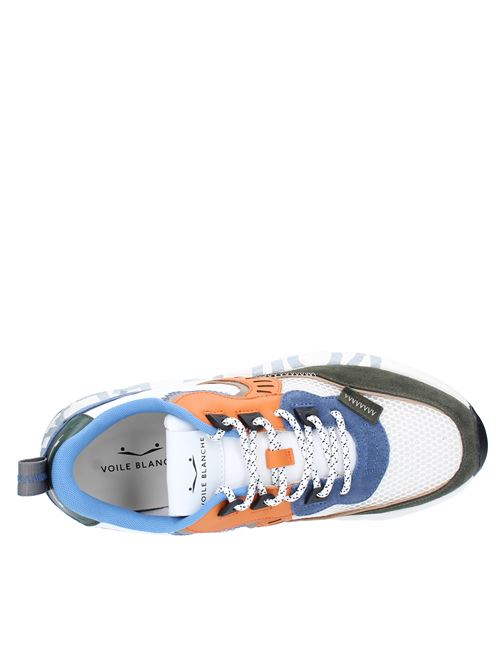 Sneakers in camoscio pelle e tessuto VOILE BLANCHE | CLUB01GREEN/WHITE/ORANGE